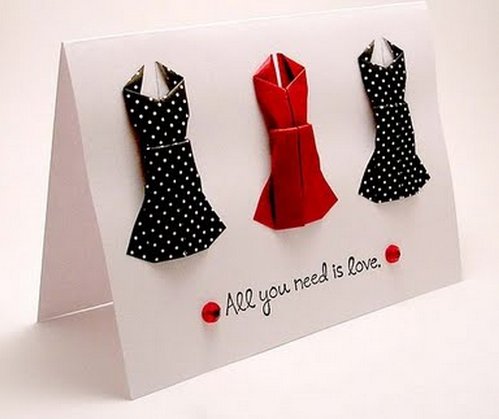 Создание эскпресс-открытки с украшением в виде оригами-платья